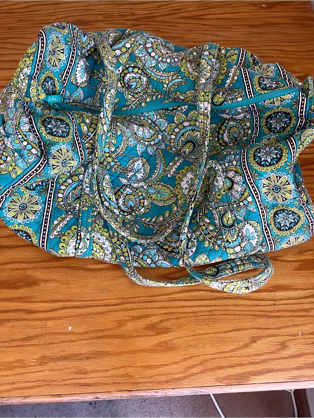 Vera Bradley Quilted Turquoise Paisley Original Duffel